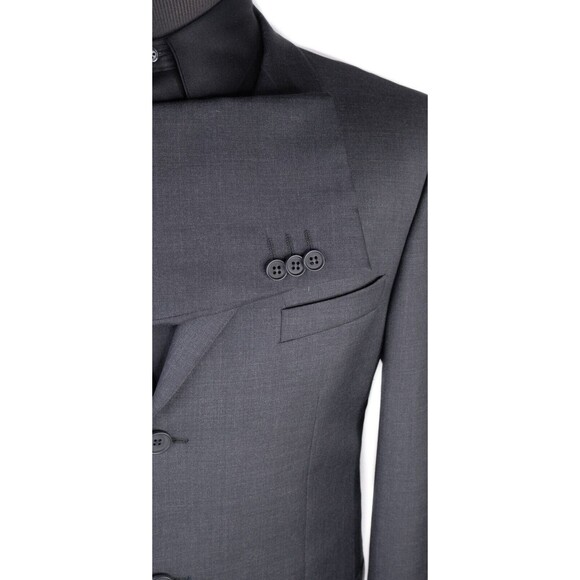 Emporio Armani Solid Gray 3-Button Sport Coat Suit Jacket Blazer Sz 42L Wool EUC - Picture 6 of 15